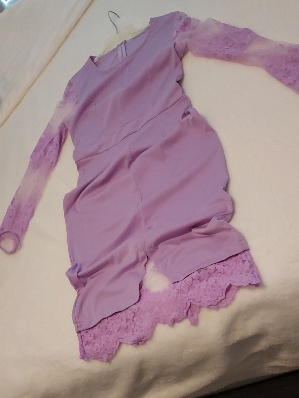 Lavender Lace Sleeve Women's Dress